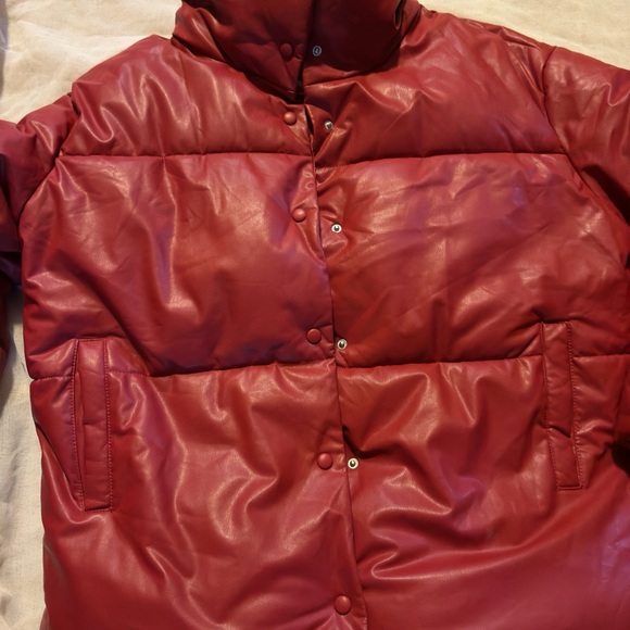 Avec Les Filles Cherry Red Puffer Jacket - Picture 2 of 4